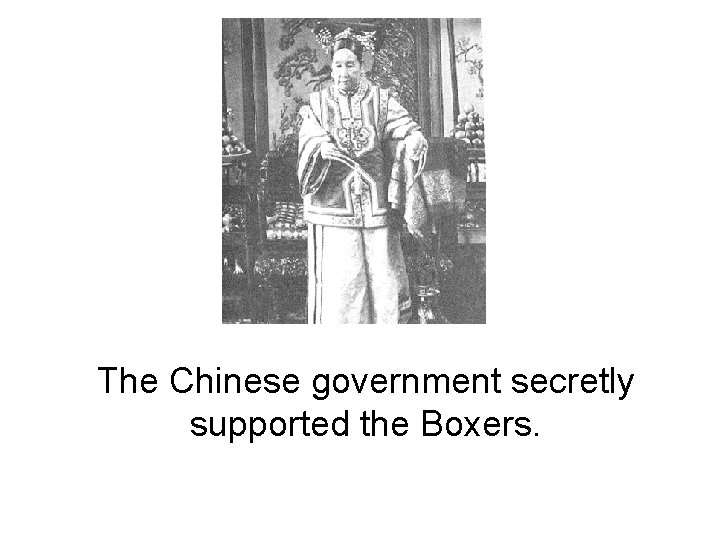 The Chinese government secretly supported the Boxers. 