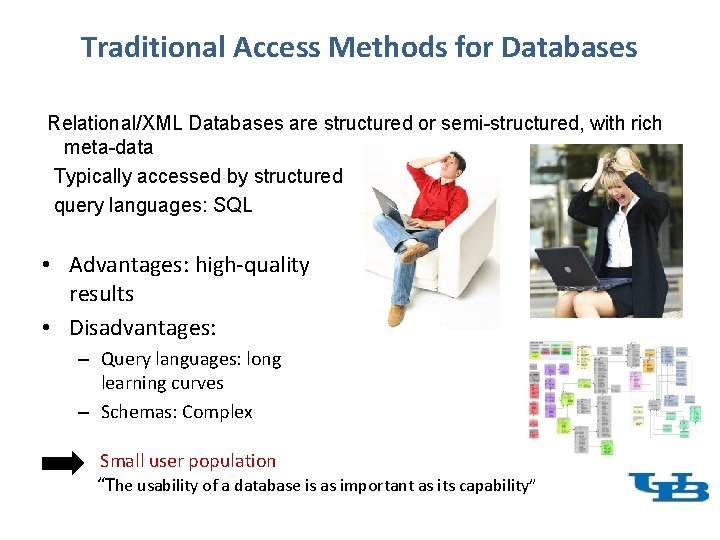 Traditional Access Methods for Databases Relational/XML Databases are structured or semi-structured, with rich meta-data