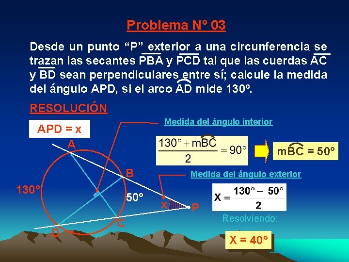 Problema Nº 03 Desde un punto “P” exterior a una circunferencia se trazan las