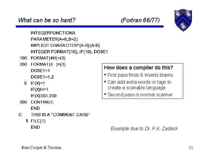 What can be so hard? (Fortran 66/77) How does a compiler do this? •