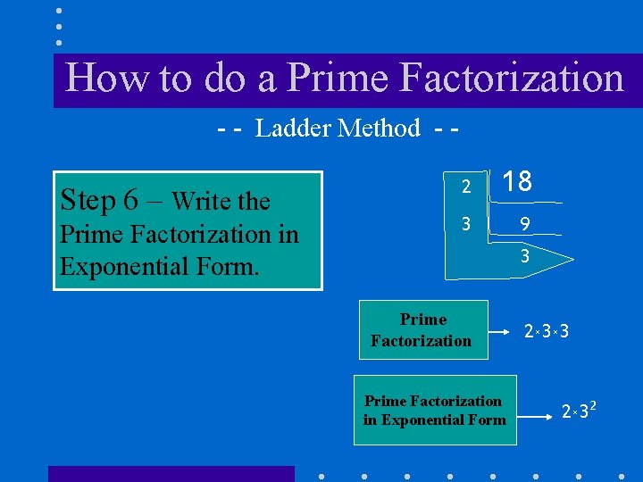 How to do a Prime Factorization - - Ladder Method - - Step 6