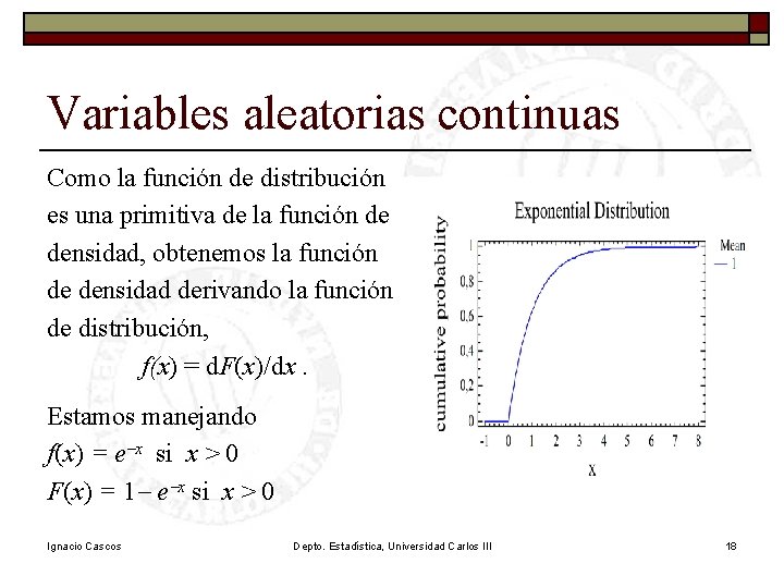 Variables aleatorias continuas Como la función de distribución es una primitiva de la función