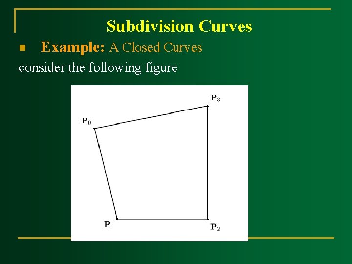 Subdivision Curves n Example: A Closed Curves consider the following figure 