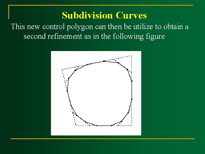 Subdivision Curves This new control polygon can then be utilize to obtain a second