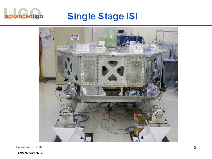 Single Stage ISI December 19, 2007 LIGO-G 070 xxx-00 -M 2 