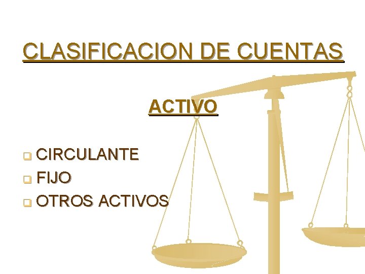 CLASIFICACION DE CUENTAS ACTIVO CIRCULANTE q FIJO q OTROS ACTIVOS q 