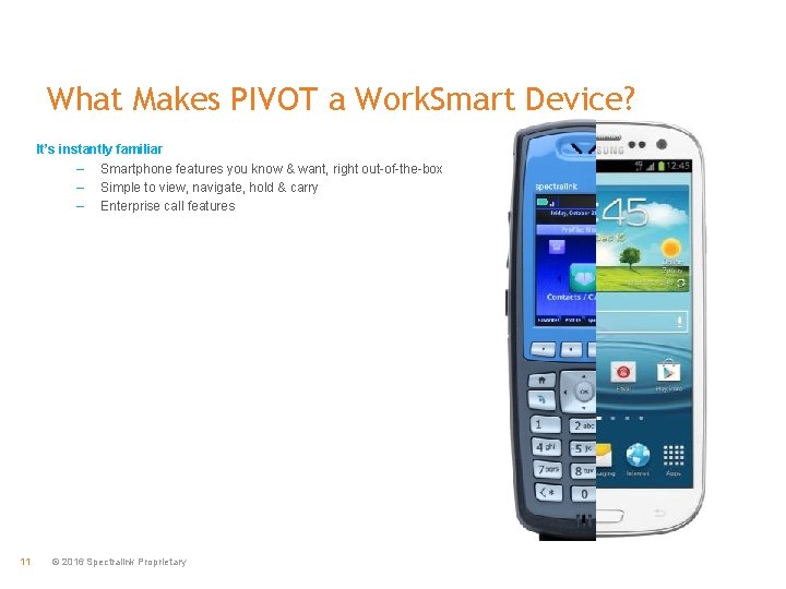 What Makes PIVOT a Work. Smart Device? It’s instantly familiar – Smartphone features you