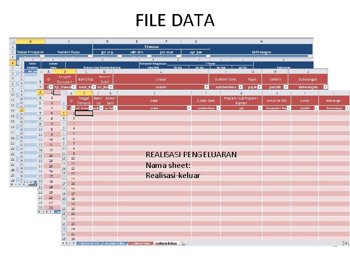 FILE DATA RENCANA PENGELUARAN REALISASI PENERIMAAN Nama sheet: RENCANA PENERIMAAN Nama sheet: Rencana-keluar Nama