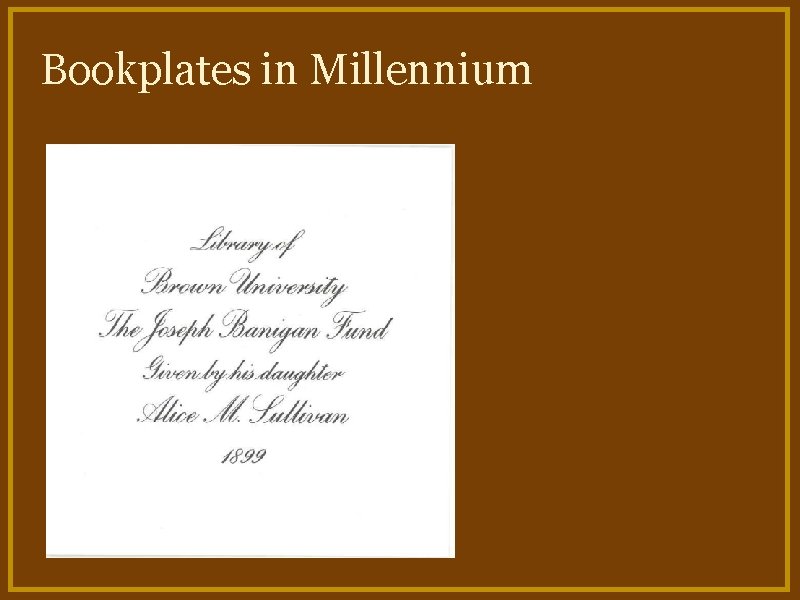 Bookplates in Millennium 