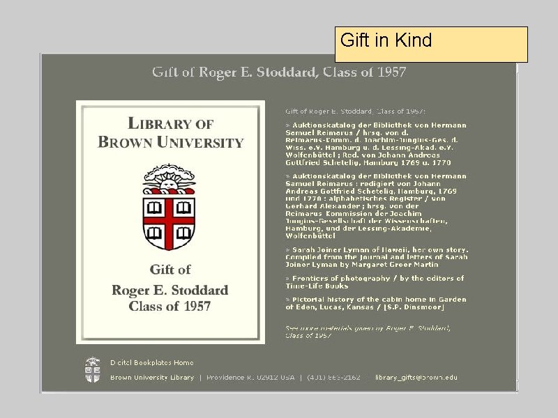 Gift in Kind 
