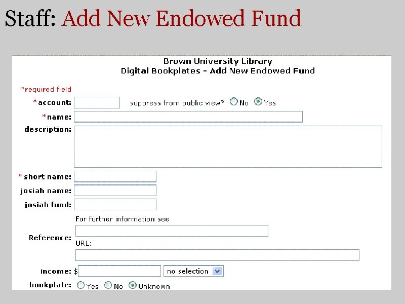 Staff: Add New Endowed Fund 
