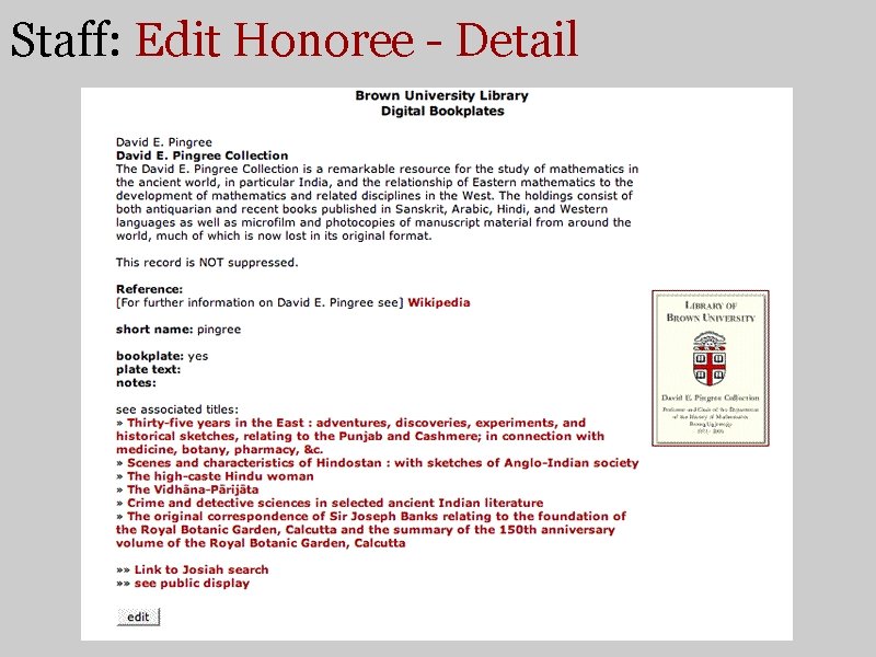 Staff: Edit Honoree - Detail 