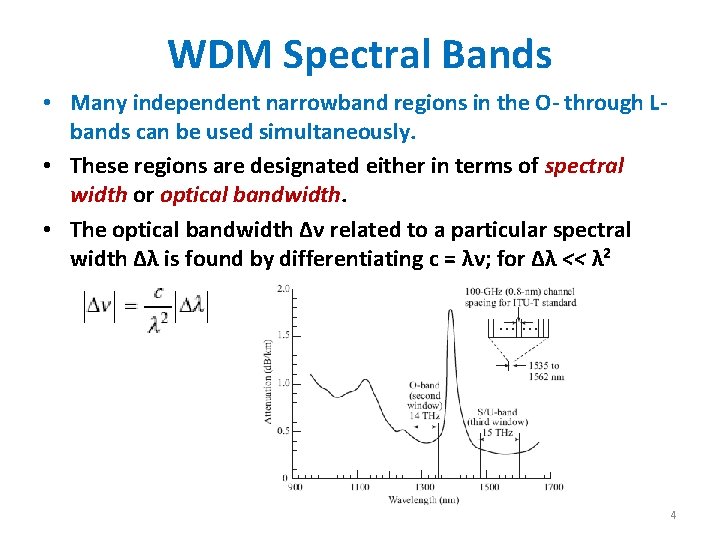 WDM Spectral Bands • Many independent narrowband regions in the O- through Lbands can