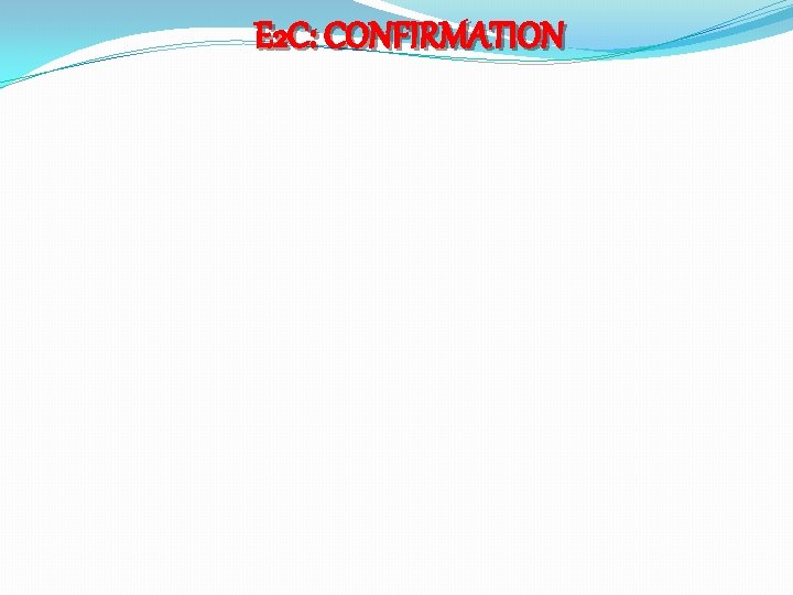 E 2 C: CONFIRMATION 