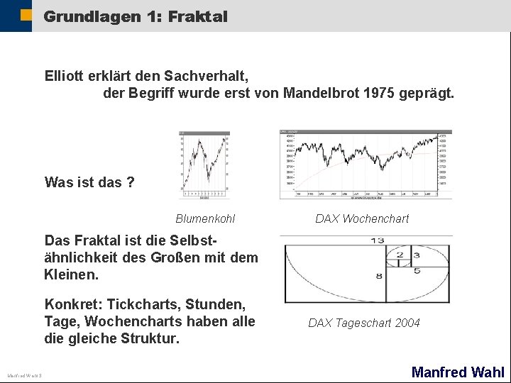 Grundlagen 1: Fraktal Elliott erklärt den Sachverhalt, der Begriff wurde erst von Mandelbrot 1975