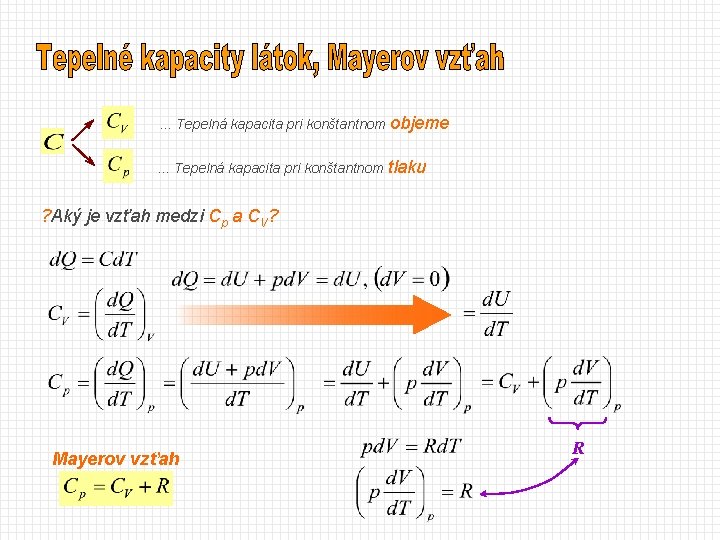 . . . Tepelná kapacita pri konštantnom objeme. . . Tepelná kapacita pri konštantnom