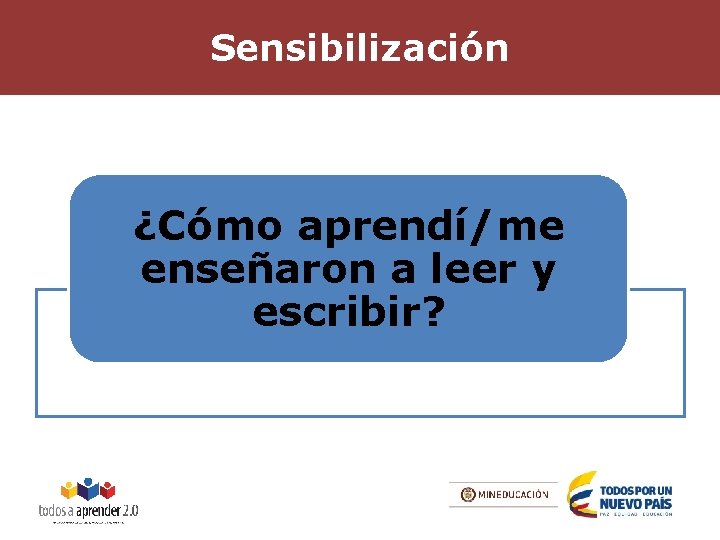 Sensibilización ¿Cómo aprendí/me enseñaron a leer y escribir? 