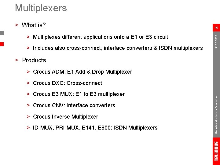 Multiplexers > Multiplexes different applications onto a E 1 or E 3 circuit >