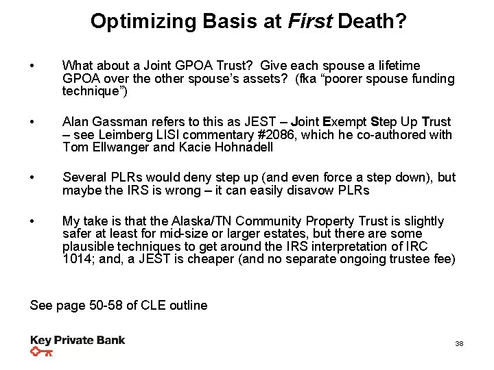 Optimizing Basis Planning Steps & Strategies at First Death? • What about a Joint