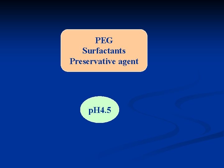PEG Surfactants Preservative agent p. H 4. 5 