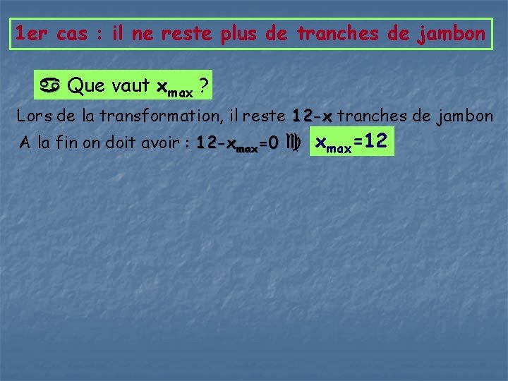 1 er cas : il ne reste plus de tranches de jambon a Que