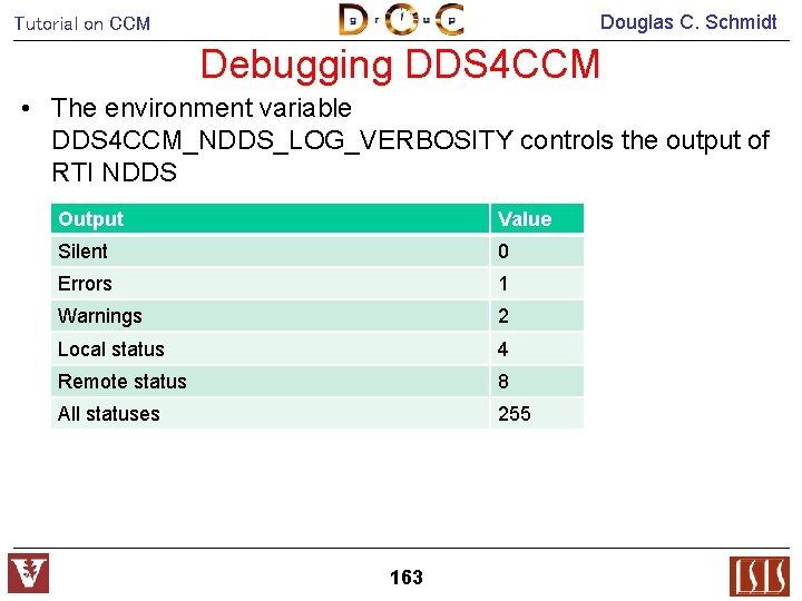 Douglas C. Schmidt Tutorial on CCM Debugging DDS 4 CCM • The environment variable