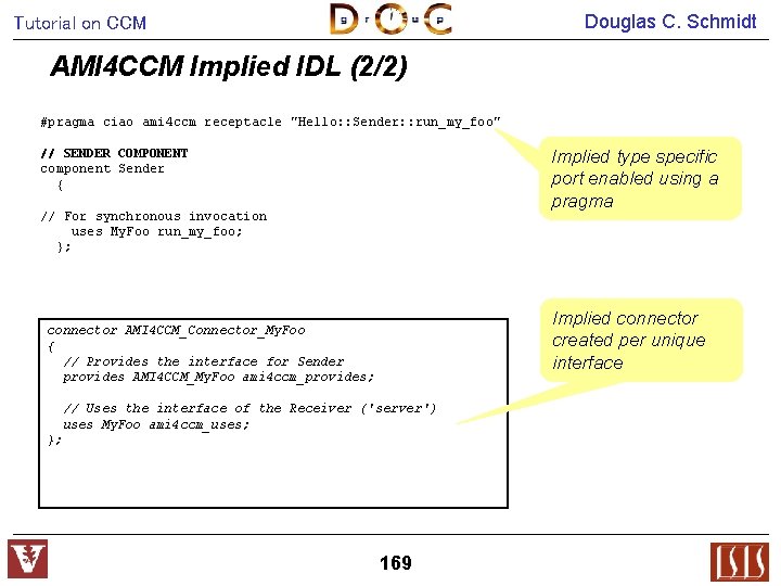 Douglas C. Schmidt Tutorial on CCM AMI 4 CCM Implied IDL (2/2) #pragma ciao