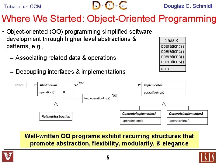 Douglas C. Schmidt Tutorial on CCM Where We Started: Object-Oriented Programming • Object-oriented (OO)