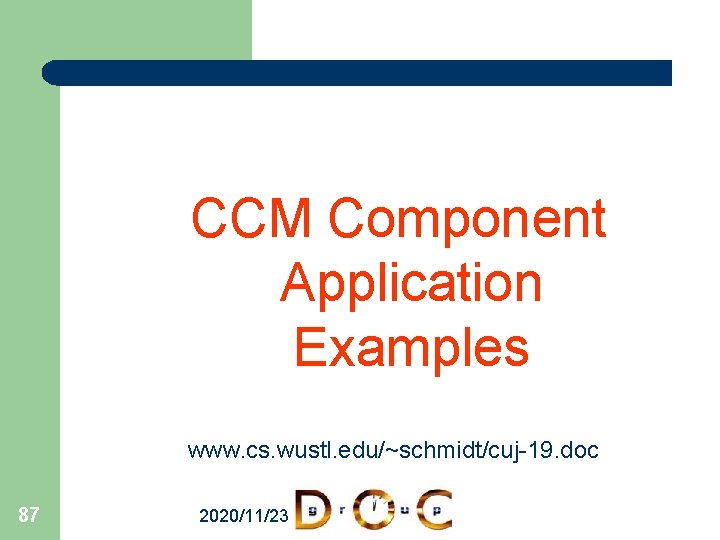 CCM Component Application Examples www. cs. wustl. edu/~schmidt/cuj-19. doc 87 2020/11/23 