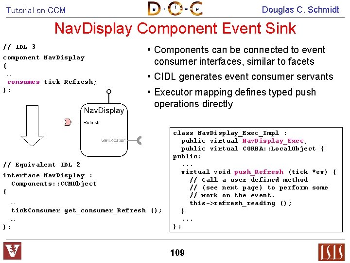 Douglas C. Schmidt Tutorial on CCM Nav. Display Component Event Sink // IDL 3