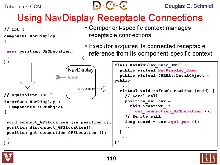 Douglas C. Schmidt Tutorial on CCM Using Nav. Display Receptacle Connections // IDL 3
