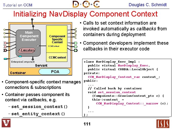 Douglas C. Schmidt Tutorial on CCM Initializing Nav. Display Component Context Main Component Executor