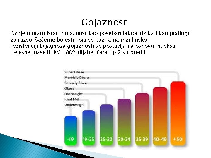 Gojaznost Ovdje moram istaći gojaznost kao poseban faktor rizika i kao podlogu za razvoj