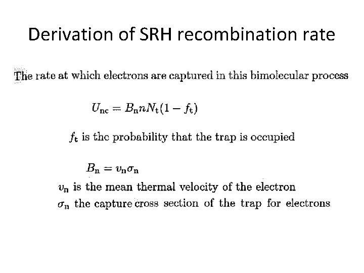 Derivation of SRH recombination rate 