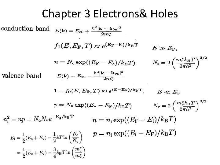 Chapter 3 Electrons& Holes 