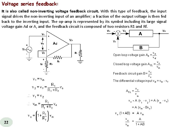 Voltage series feedback: It is also called non inverting voltage feedback circuit. With this