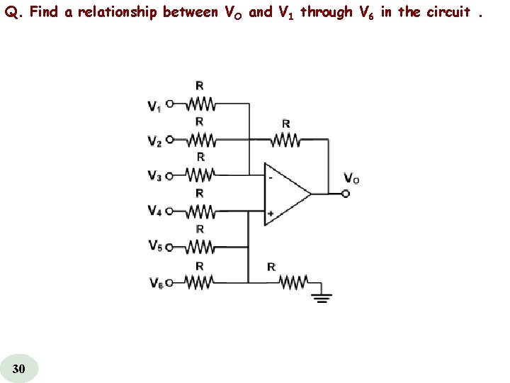 Q. Find a relationship between VO and V 1 through V 6 in the