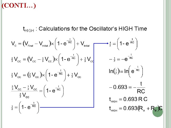 (CONTI…) t. HIGH : Calculations for the Oscillator’s HIGH Time 