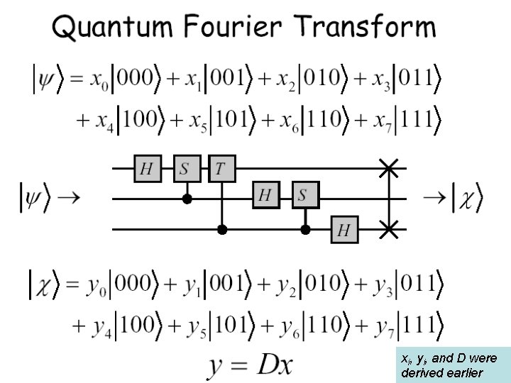 xi, yi, and D were derived earlier 