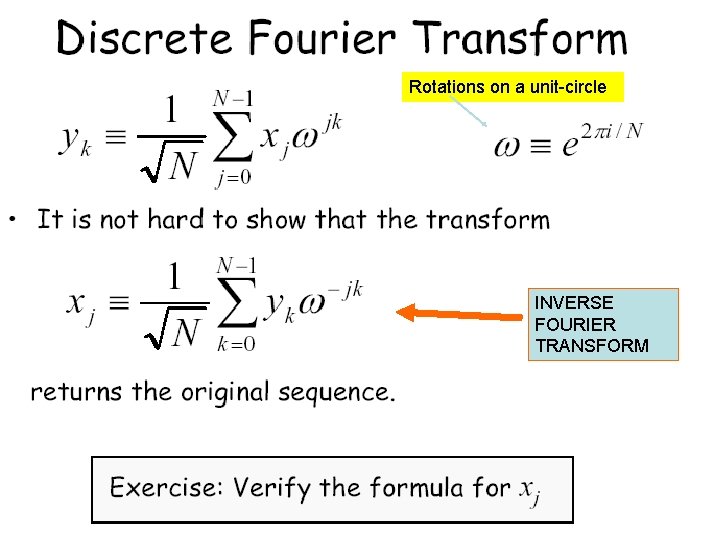 Rotations on a unit-circle INVERSE FOURIER TRANSFORM 