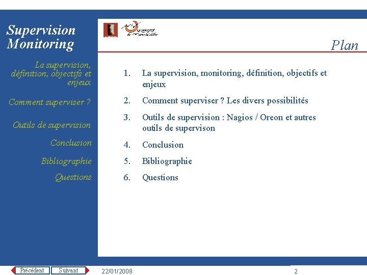 Supervision Monitoring Plan La supervision, définition, objectifs et enjeux 1. La supervision, monitoring, définition,