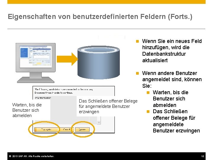 Eigenschaften von benutzerdefinierten Feldern (Forts. ) Objekt (z. B. Kundenauftrag) n Wenn Sie ein