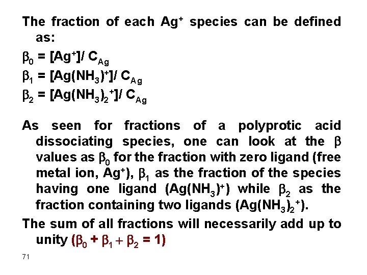 The fraction of each Ag+ species can be defined as: b 0 = [Ag+]/