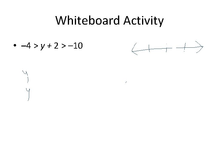 Whiteboard Activity • – 4 > y + 2 > – 10 