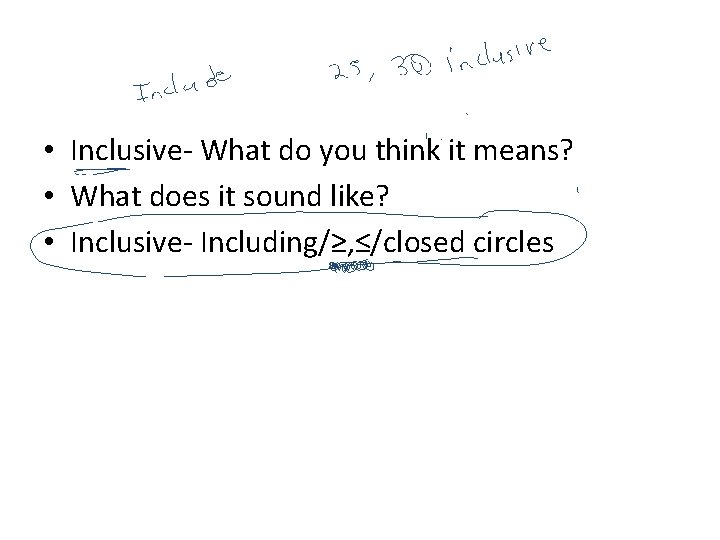 • Inclusive- What do you think it means? • What does it sound