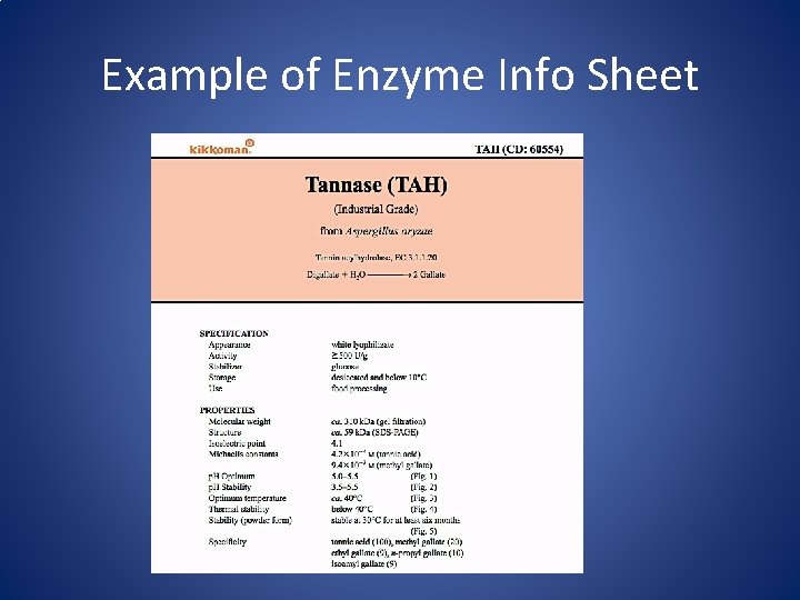 Example of Enzyme Info Sheet 