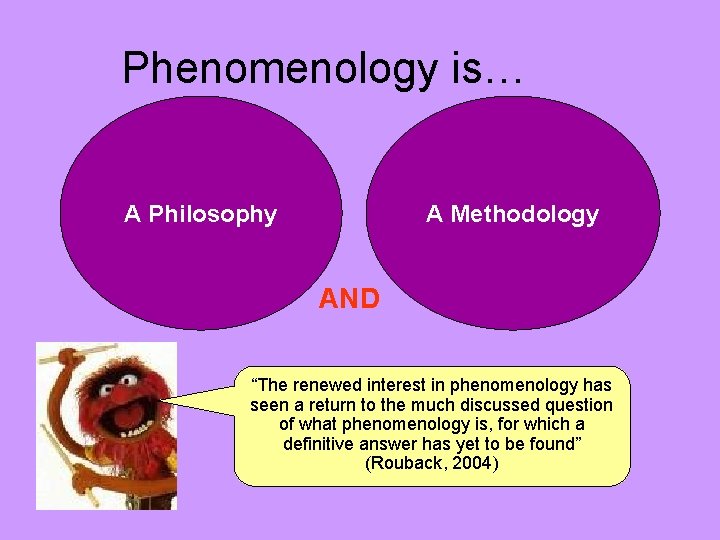 Phenomenology is… A Philosophy A Methodology AND “The renewed interest in phenomenology has seen