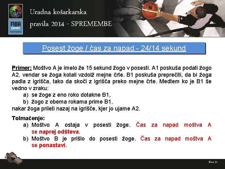 Uradna košarkarska pravila 2014 - SPREMEMBE Posest žoge / čas za napad - 24/14