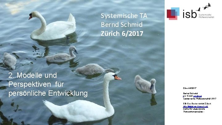 Mein aktueller Kontext. Systemische TA Bernd Schmid Zürich 6/2017 2. Modelle und Perspektiven für