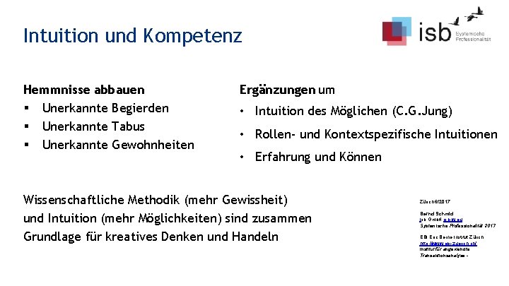 Intuition und Kompetenz Hemmnisse abbauen § Unerkannte Begierden § Unerkannte Tabus § Unerkannte Gewohnheiten